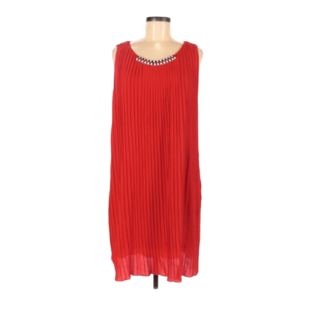 Carise Boho Pleated Red Sleeveless Dress